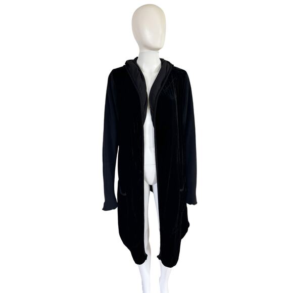 JOHNNY WAS PETE & GRETA BLACK VELVET HOODED CARDIGAN DUSTER - Picture 1 of 8